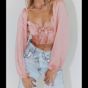 Perfect for NYE. Rabbit Rose NEW Satin Bra Cropped Top Size Large